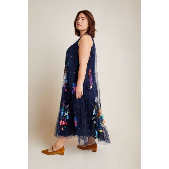 New Anthropologie Rochelle Tulle Maxi Dress 12-P - Picture 5 of 12